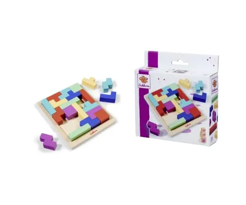 Eichhorn ▫️ Jogos – Conjunto de moldes com moldura de madeira, 30 pedras com formas para classificar, dimensões (incluindo a moldura): 13,5 x 17 cm, madeira de bétula, a partir dos 3 anos 6