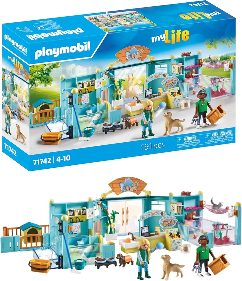 PLAYMOBIL ▫️ My Life | Hotel para Animais | Brinquedos para crianças | Figuras de animais | Para crianças a partir dos 4 anos | 71742