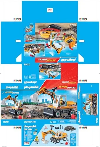 PLAYMOBIL ▫️ Action Heroes | Grande Escavadora | Brinquedos de construção para crianças | Conjunto de Escavadora | para crianças a partir dos 4 anos | 71749 6