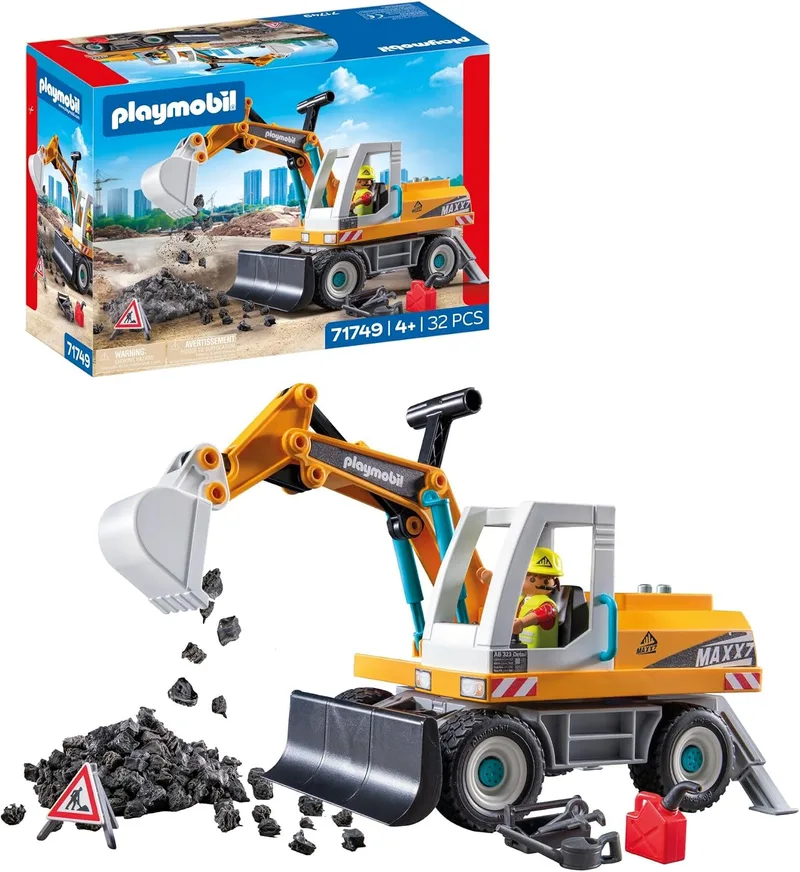 PLAYMOBIL ▫️ Action Heroes | Grande Escavadora | Brinquedos de construção para crianças | Conjunto de Escavadora | para crianças a partir dos 4 anos | 71749