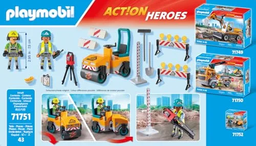 PLAYMOBIL ▫️ Action Heroes | Obras rodoviárias | Brinquedos de construção para crianças | Conjunto de construção | para crianças a partir dos 4 anos | 71751 4