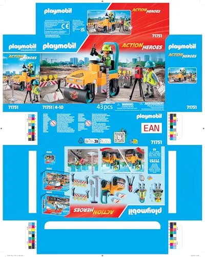 PLAYMOBIL ▫️ Action Heroes | Obras rodoviárias | Brinquedos de construção para crianças | Conjunto de construção | para crianças a partir dos 4 anos | 71751 5