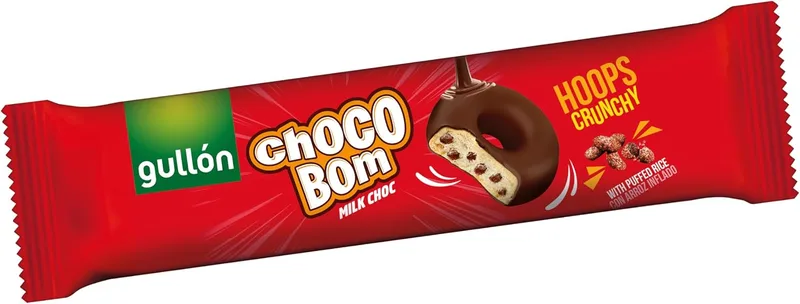 Gullón ▫️ Bolachas Choco Bom Hoops de Chocolate com Leite 128 g