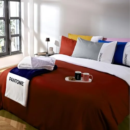 osama home ▫️ Pantone™ – Conjunto de colcha individual de algodão para cama individual, composto por uma colcha de 155 x 200 cm, com aba de 40 cm + fronha de 50 x 80 cm, conjunto de colcha 6
