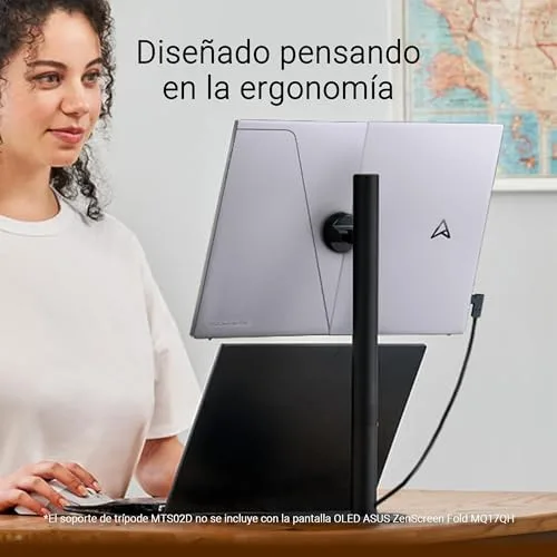 ASUS ▫️ ZenScreen Fold OLED MQ17QH Monitor portátil OLED QHD, 2560x1920, 17,3 polegadas, tecnologia dobrável, DisplayHDR 500, 100% DCI-P3, USB Tipo C, Mini-HDMI, orifício para tripé, suporte, FSC 6