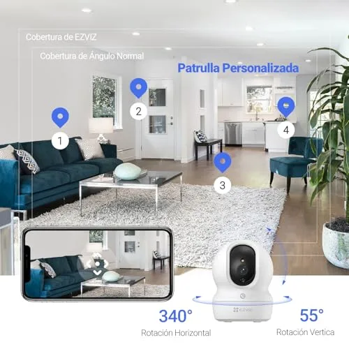EZVIZ ▫️ 2pk CP1 2K Câmara de vigilância Wi-Fi para interiores com acompanhamento automático, câmara IP doméstica Wi-Fi de 360° para bebés com visão noturna a cores, deteção de pessoas, comunicação bidirecional, compatível com 512 GB 4
