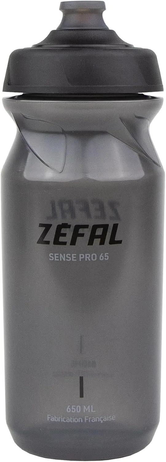 ZEFAL ▫️ Sense Pro 65 Garrafa de Bicicleta Preto Fumado - Garrafa de Ciclismo - Garrafa para BTT/Bicicleta de Montanha ou de Estrada - Preto Fumado, 650 ml, 79 g - Fabricado em França