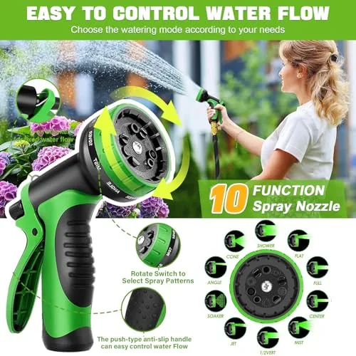 weiclianhp ▫️ Mangueira de jardim extensível de 15 m com pistola de rega com 10 funções 2