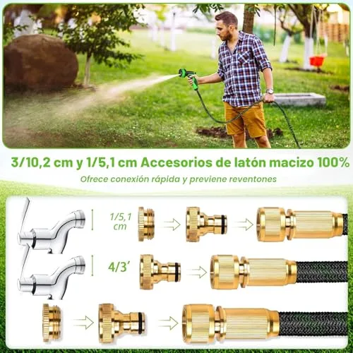 weiclianhp ▫️ Mangueira de jardim extensível de 15 m com pistola de rega com 10 funções 6