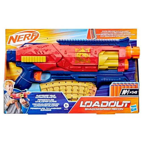 Nerf ▫️ Hasbro Loadout, Shadowspeed Recon, Lançador Personalizável, 14 Dardos de Espuma N1, Acessórios Adaptáveis, Canhão Giratório, Modo de Salva, Competição, Diversão com Amigos, Presente para crianças 3