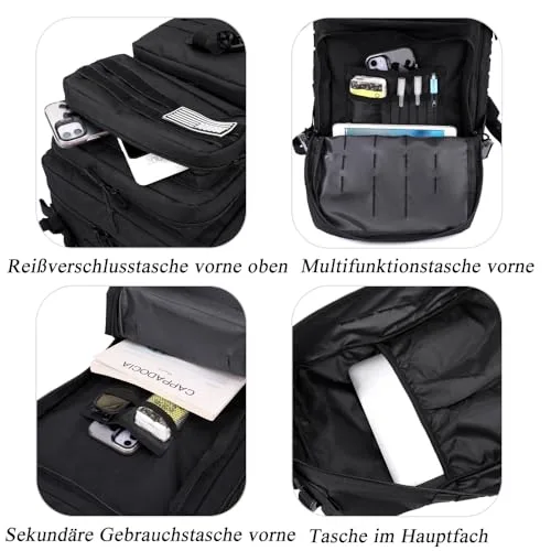 QUEXLAI ▫️ Mochila para homem, mochila impermeável para alpinismo, mochila para atividades ao ar livre, mochila de viagem grande e leve com fecho de velcro, adequada para viagens, escalada, caminhadas e pesca 4