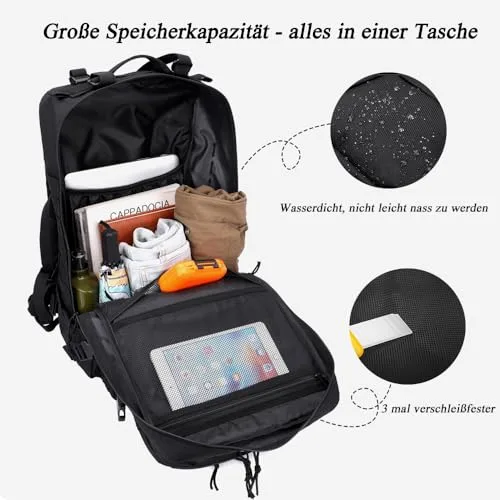 QUEXLAI ▫️ Mochila para homem, mochila impermeável para alpinismo, mochila para atividades ao ar livre, mochila de viagem grande e leve com fecho de velcro, adequada para viagens, escalada, caminhadas e pesca 5
