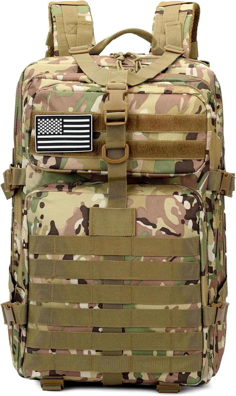 QUEXLAI ▫️ Mochila para homem, mochila impermeável para alpinismo, mochila para atividades ao ar livre, mochila de viagem grande e leve com fecho de velcro, adequada para viagens, escalada, caminhadas e pesca