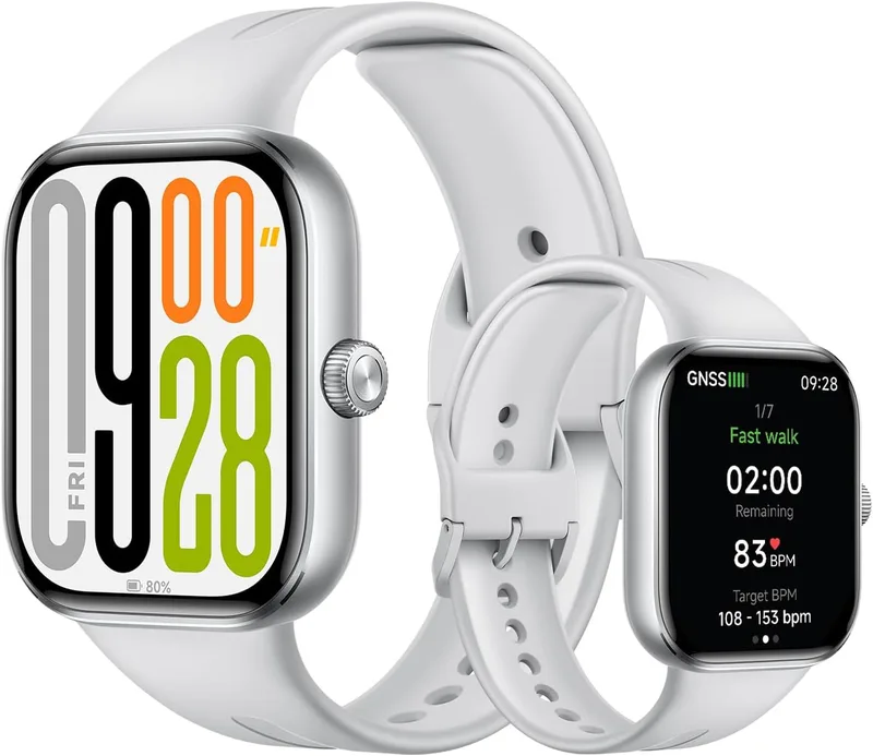 XIAOMI ▫️ Redmi Watch 5 Cinzento prateado, Chamada Bluetooth, Ecrã AMOLED de 2,07", Monitor de ritmo cardíaco, Monitor de sono, Cancelamento de ruído, Controlo da câmara, Cinzento (Versão EN)