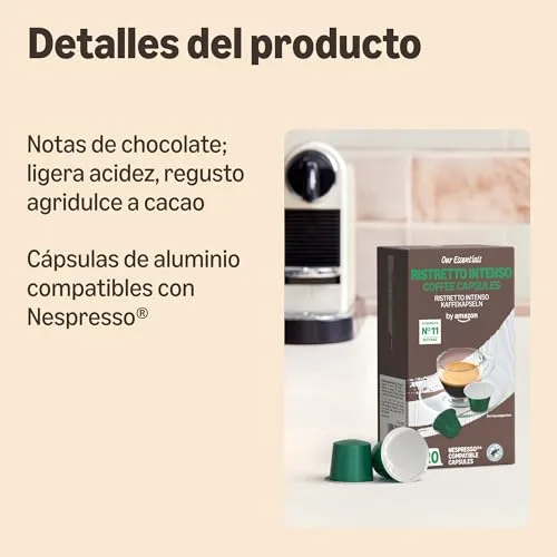 by Amazon ▫️ da Amazon Ristretto Intenso Cápsulas de Café Compatíveis com Nespresso, 100 Cápsulas (5 embalagens de 20) - Certificado pela Rainforest Alliance 2