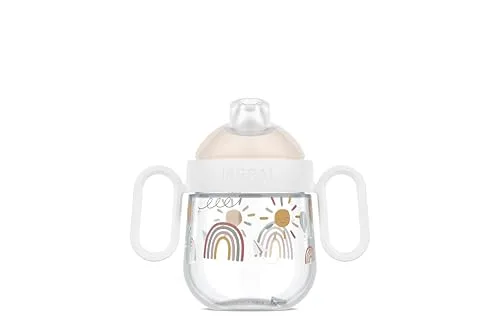 Mepal ▫️ Copo com bocal anti-derrame Mio - À prova de fugas - Tampa transparente - Fácil de segurar graças às alças - Bocal macio para beber - 200 ml - Sunshine & Rainbow 2
