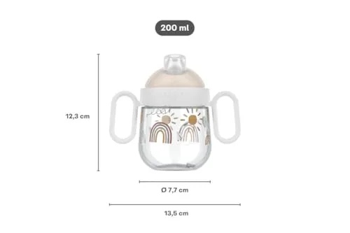Mepal ▫️ Copo com bocal anti-derrame Mio - À prova de fugas - Tampa transparente - Fácil de segurar graças às alças - Bocal macio para beber - 200 ml - Sunshine & Rainbow 4