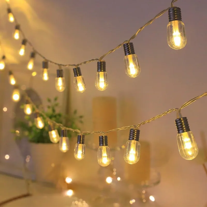 AGOTD ▫️ Guirlanda de luz LED operada por bateria, 20 luzes decorativas de bola clara, fio de luz LED com temporizador para interior/exterior, quarto, quarto, casamento, festa, Natal