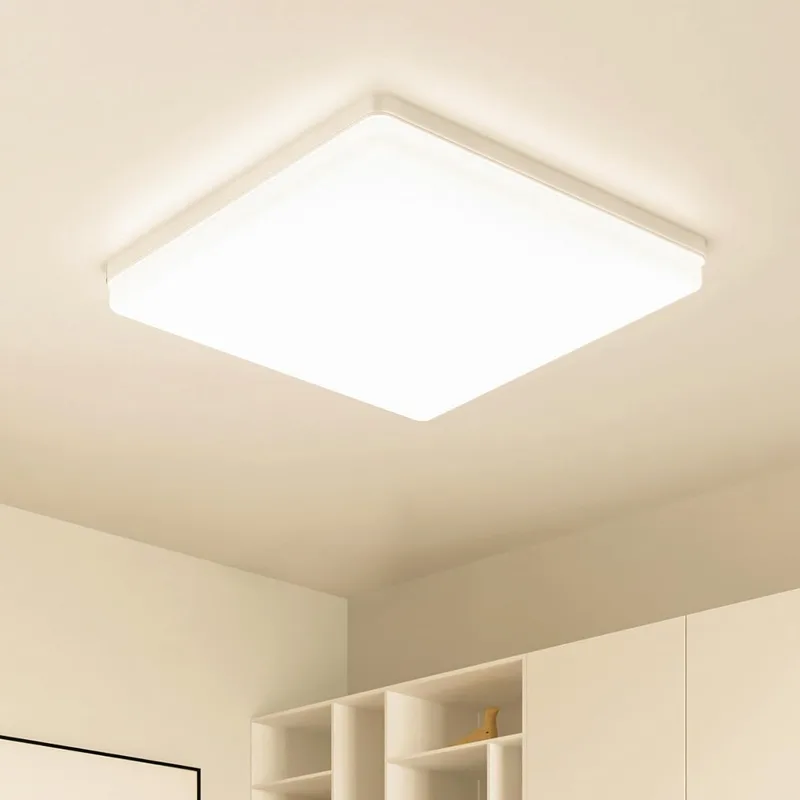 Kuwork ▫️ Luminária de teto LED de 48 W: 30 x 30 cm, 3000 K, luminária de teto LED moderna, 4800 lm, luminária LED para quarto, casa de banho, cozinha, sala de estar, varanda, quadrada, branca