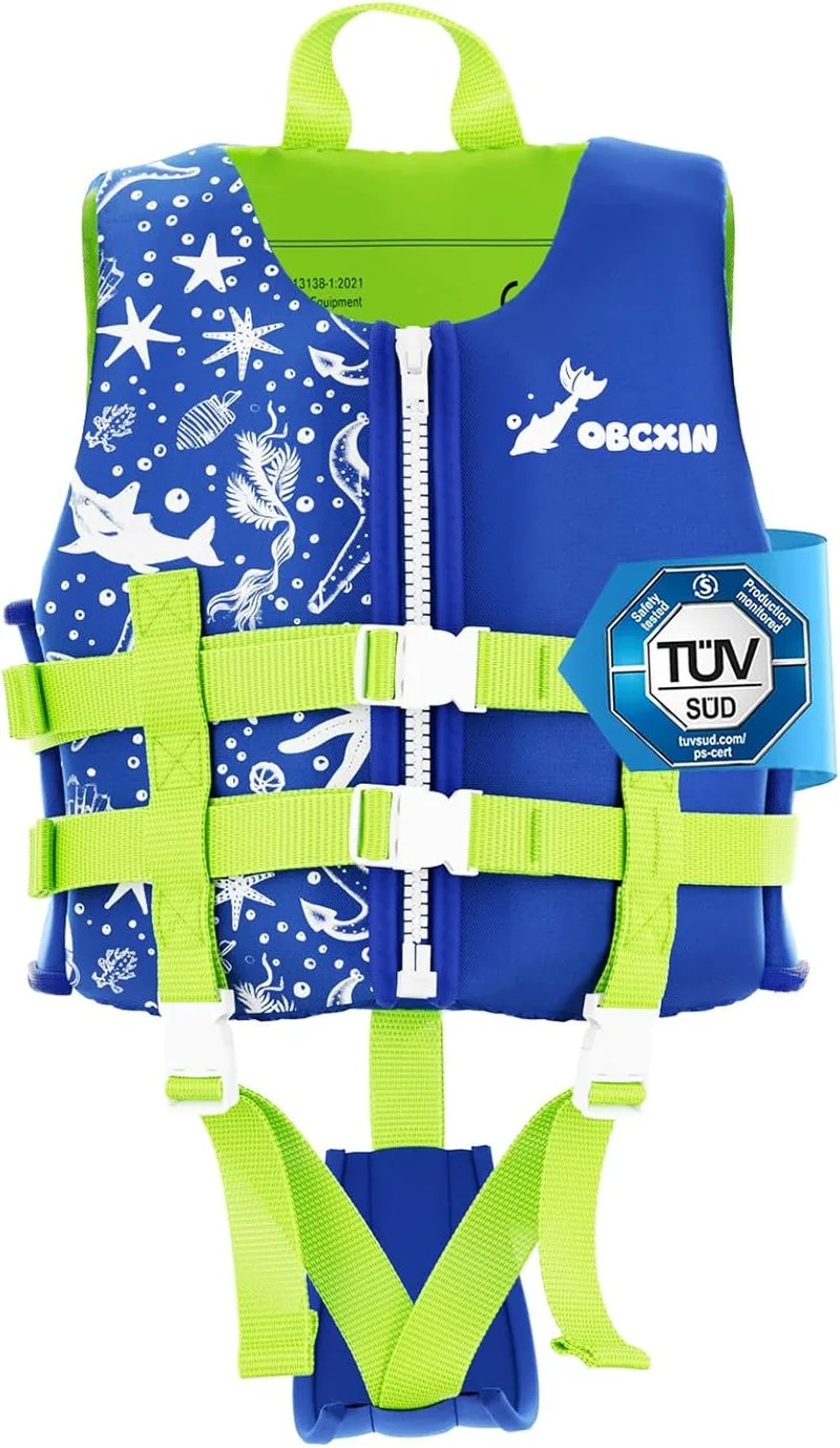 Obcxin ▫️ Colete de natação para crianças, colete flutuante ajustável, certificado pela TÜV, neoprene macio, para piscina, praia e aulas de natação