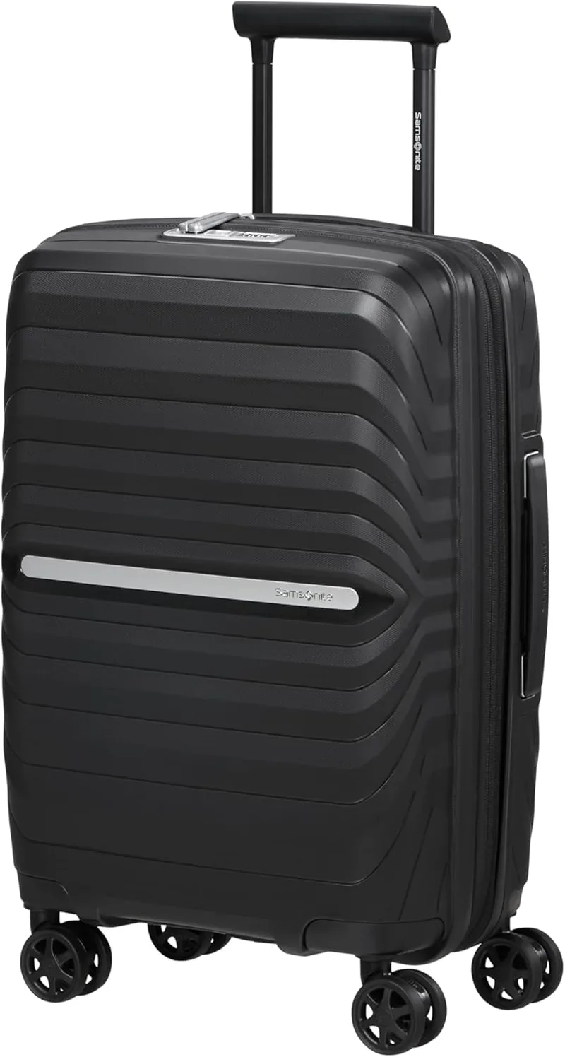 Samsonite ▫️ Neo Flux - Spinner S Slim, Bagagem de mão expansível, 55 cm, 39/45 L, Preto (Black)