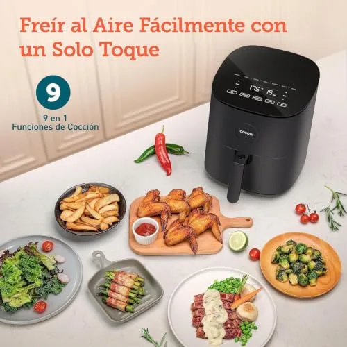 Cosori ▫️ Fritadeira de ar quente resistente, 4,7 L, 9 modos, máx. 230 °C, silenciosa 4