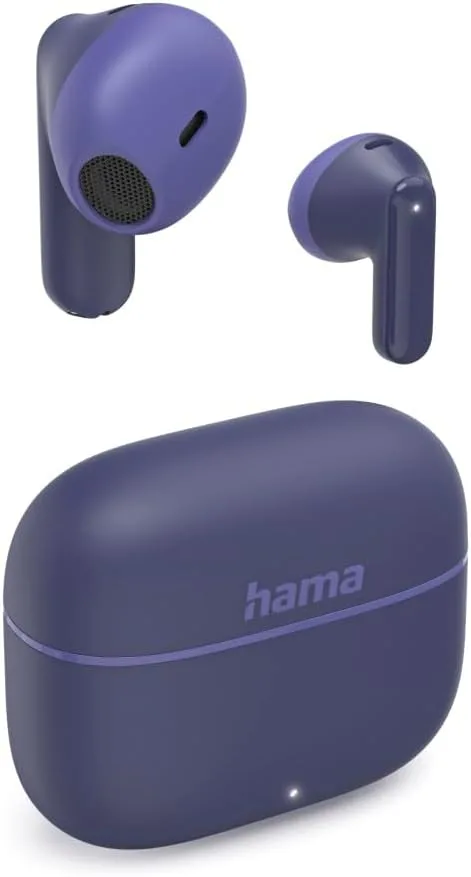 Hama ▫️ Auscultadores sem fios Bluetooth (Auscultadores intra-auriculares com 20 horas de autonomia, porta USB-C, microfone, controlo tátil e emparelhamento rápido) Lilás