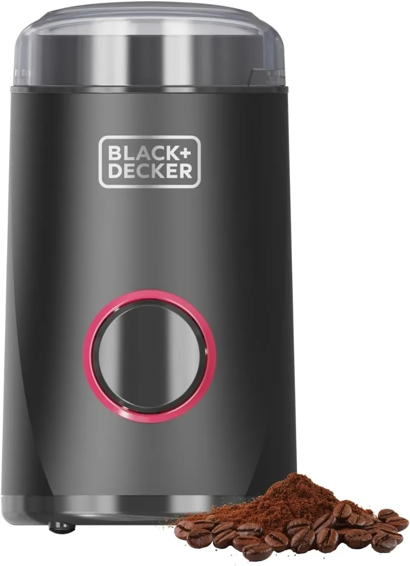 Black+Decker ▫️ Moedor elétrico de 150 W | Lâminas em aço inoxidável | Capacidade de 50 g | Sistema de bloqueio | Enrolador de cabo | Pés antiderrapantes | Compacto e elegante | Ideal para café e especiarias, vermelho