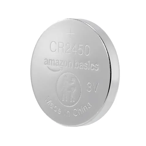 Amazon Basics ▫️ Embalagem de 6 pilhas de lítio CR2450, 3 volts, longa duração, sem mercúrio, embalagem à prova de crianças (necessita de uma tesoura para abrir, nos EUA) 3