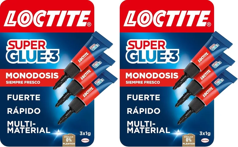 Loctite ▫️ Super Glue-3 Original Mini Trio, cola universal com tripla resistência, adesivo transparente, cola instantânea e resistência instantânea, 3x1 g (Embalagem de 2)