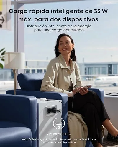 Anker ▫️ Carregador Nano para iPhone, carregamento rápido de 35 W, USB-C, com 2 portas 4
