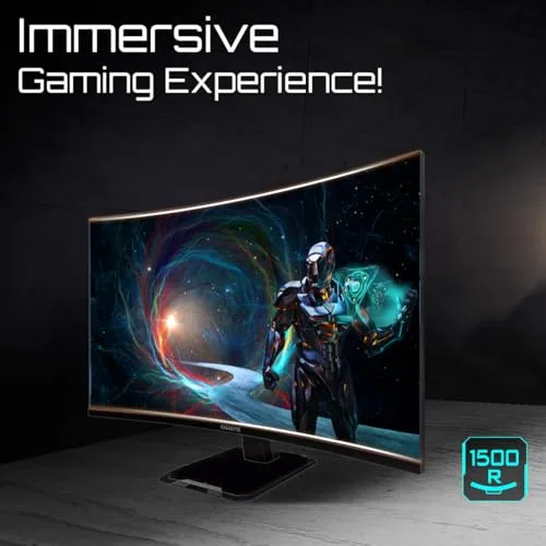 Gigabyte Technology ▫️ Monitor curvo para jogos GIGABYTE GS32QCA de 31,5" com resolução QHD - 2560 x 1440, 180 Hz, 1 ms, 250 cd/m², FreeSync, compatível com HDR, HDMI 2.0, DisplayPort 1.4 7
