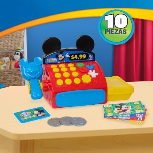 Just Play ▫️ Disney Jr. Micky Mouse Clubhouse Caixa Registradora com Sons, Frases e Dinheiro de Brincar, 10 peças, desenvolve competências matemáticas básicas, brinquedo para crianças a partir dos 3 anos, 2