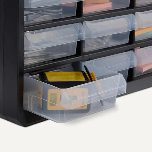 Amazon Basics ▫️ Gaveteiro organizador, 24 compartimentos de plástico com divisórias para escritório/artesanato/ferramentas, montagem na parede, 16 x 54,1 x 40,1 cm, preto 4
