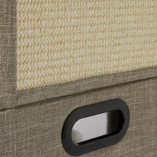 Amazon Basics ▫️ Casa para gatos de 2 andares para gatos de interior, casinha coberta para gatos com arranhador e bola de esponja, casas dobráveis em forma de cubo para gatos, 43,2 x 35,6 x 57,2 cm, cinzento 3