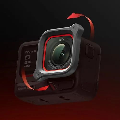 Insta360 ▫️ Protetor de lente compatível com a Ace Pro 2, vidro temperado de alta resistência, chave de instalação, cor preta 3