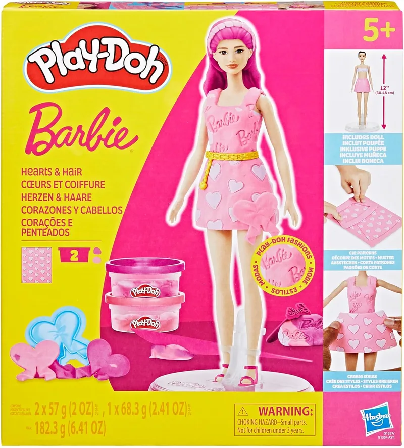 Play-Doh ▫️ Conjunto de bonecas Barbie, corações e cabelo