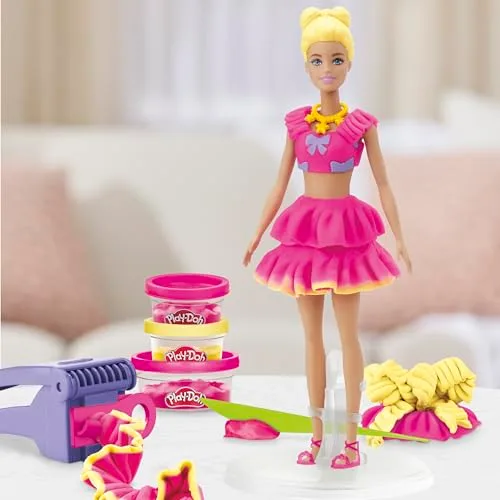 Play-Doh ▫️ Barbie, Conjunto de boneca com folhos e laços 3