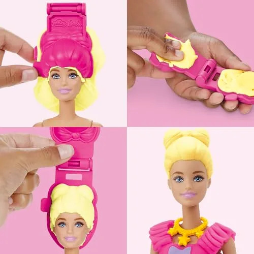 Play-Doh ▫️ Barbie, Conjunto de boneca com folhos e laços 4