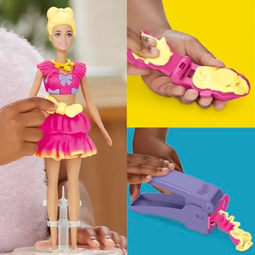 Play-Doh ▫️ Barbie, Conjunto de boneca com folhos e laços 6