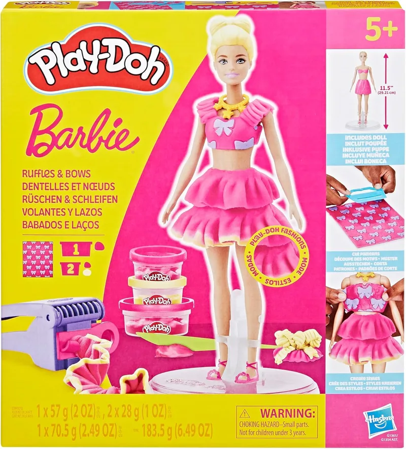 Play-Doh ▫️ Barbie, Conjunto de boneca com folhos e laços