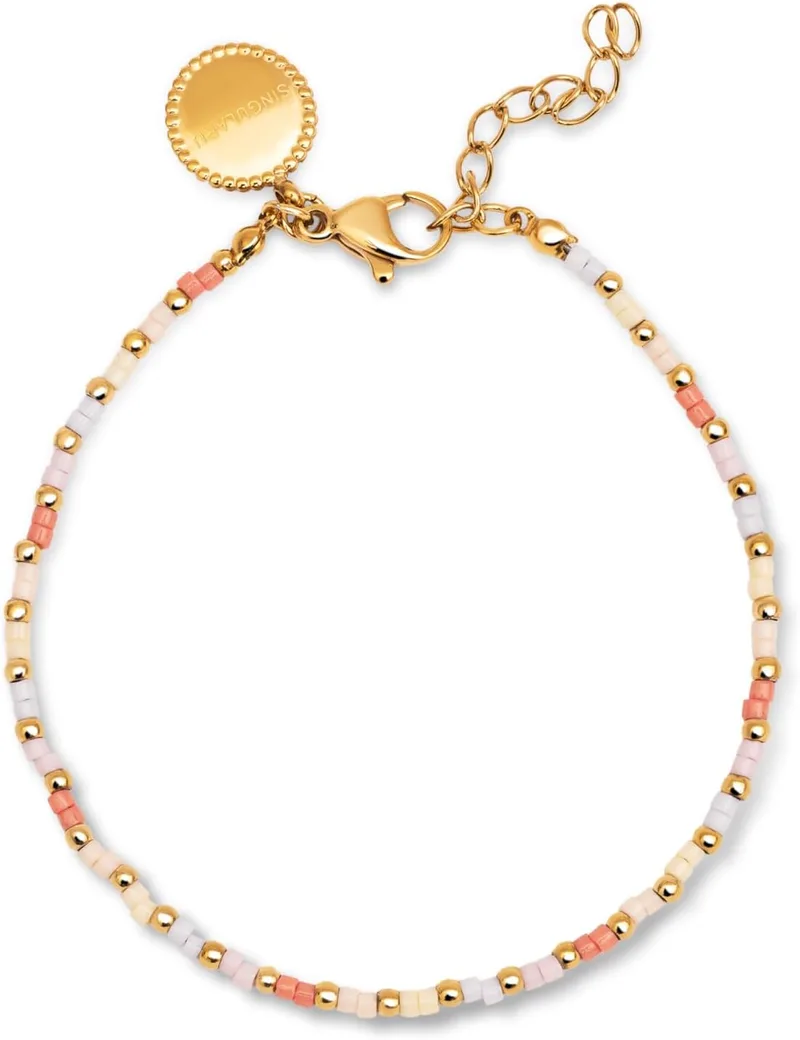 SINGULARU ▫️ Pulseira Colors. Aço com acabamento banhado a ouro de 18 quilates. Comprimento de 16 + 3 cm e detalhes em pedras coloridas. Joias para mulher
