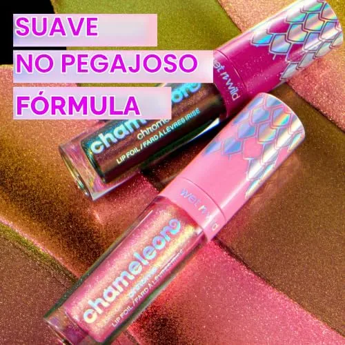 Wet n Wild ▫️ Chameleon Chrome Lip Foil, Brilho labial intenso que reflete a luz, acabamento iridescente para um brilho multidimensional, fórmula suave e não pegajosa, Celestial Dance 4