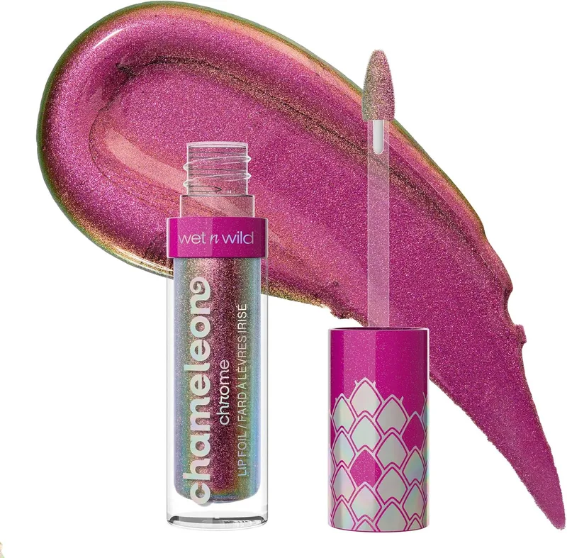 Wet n Wild ▫️ Chameleon Chrome Lip Foil, Brilho labial intenso que reflete a luz, acabamento iridescente para um brilho multidimensional, fórmula suave e não pegajosa, Celestial Dance