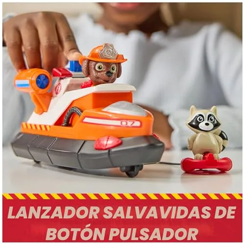 Paw Patrol ▫️ Fire Rescue: Barco de Resgate do Zuma com Personagem, Flutuador para Lançar e Guaxinim, Brinquedos para Meninos e Meninas, a partir dos 3 anos 5