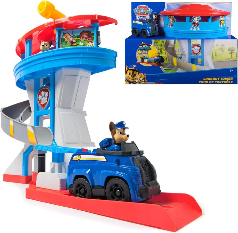 Paw Patrol ▫️ Pack torre de controlo 50 cm + 2 figuras de perseguição + carro de polícia - Brinquedos - Prenda para menino 3 anos + - Carros para crianças