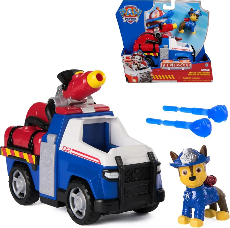 Paw Patrol - Paw Patrol Paw Patrol - Fire Rescue Mission Firefighters - Carro de figuras coleccionáveis - 2 projécteis - Brinquedo Paw Patrol Paw Patrol - Carro para crianças - Brinquedo para crianças - Brinquedo para crianças de 3