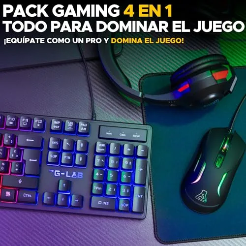 The G-Lab ▫️ Combo Sulfur - Pacote de Gaming 4 em 1: Teclado, Rato, Auscultadores, QWERTY ES 2