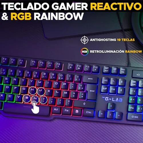 The G-Lab ▫️ Combo Sulfur - Pacote de Gaming 4 em 1: Teclado, Rato, Auscultadores, QWERTY ES 3