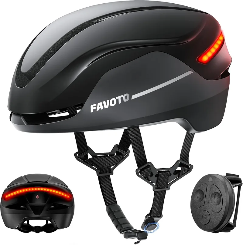 Favoto ▫️ Capacete para bicicleta elétrica e de estrada para homem com pisca-pisca, para adultos